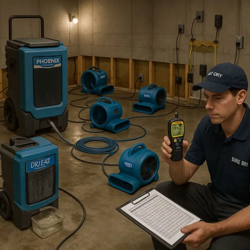Structural Drying and Dehumidification process in Seal Beach, CA
